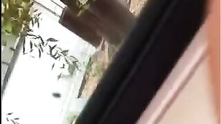 A guy caressed his big cock right on the street