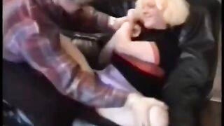 Bikers make cum on the couch in a rough session
