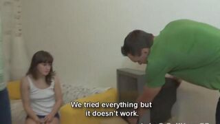 Skinny Russian teen fucked by his stepbrother on the couch