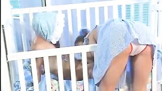 The babysitter with small natural tits was fucked by a dwarf