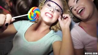 A hot woman tries to keep up with the guys and does not lag behind them
