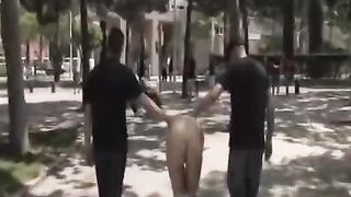 A group sex party caught on camera in public