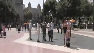 A group sex party caught on camera in public