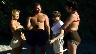 An Asian girl is fucking on the tennis court with a guy