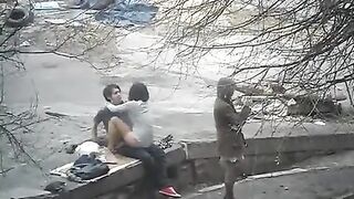 The guy shot first sex on the city streets with a girl