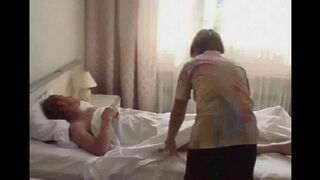 The girl was very horny at night, so she had to fuck her dad
