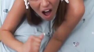 Standing doggy with smooth teen, great basket and deep throat action