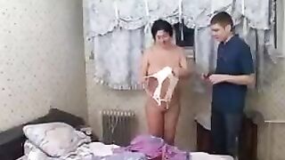 A son fucked his old mother, who had no husband
