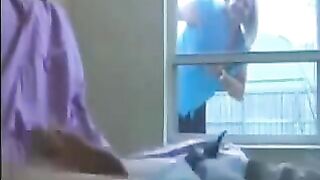A woman peeps at a guy's private moment in the ward and helps him