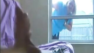 A woman peeps at a guy's private moment in the ward and helps him