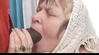 A black guy with a huge dick fucks his old grandmother