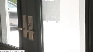 Skinny brunette takes a thick cock in her juicy ass hole