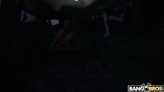 Busty brunette porn actress picked up a guy and fucked him in his car