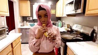 A black guy fucks a modest American girl, showcasing intense POV action