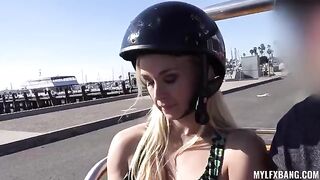 A sexy blondie is having wild fun in the bedroom