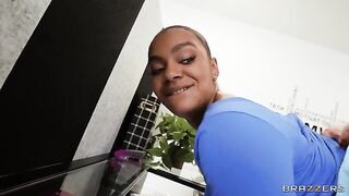 The girl is shadowing her home worker and masturbating at her job