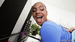 The girl is shadowing her home worker and masturbating at her job