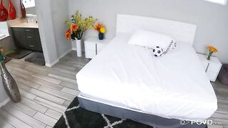 A coach fucks a girl in her pussy and cums there