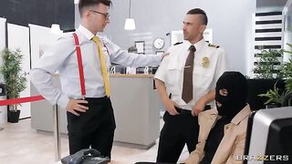 Lucky bank employee fucked a stupid robber in stockings