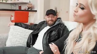 A naughty blonde gets a cock in her pussy for money