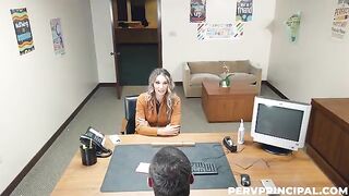 The druggie fucks with her boss right on his table in the office