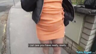 An Italian brunette is searching for her lost phone on the street