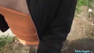 An Italian brunette is searching for her lost phone on the street
