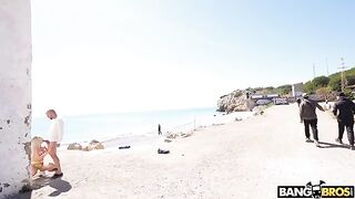 Bunch of crazy anal moves on the beach