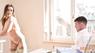 Busty boss Josephine called employee for extra work
