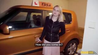 A huge cock pulled out by a blonde in the car