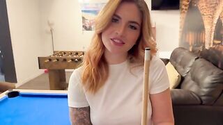 The guy played pool and had sex with a red-haired beauty