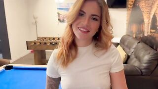 The guy played pool and had sex with a red-haired beauty