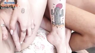 Four pretty babes fucked at the party by a bunch of guys