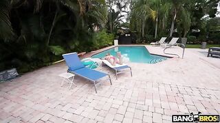 A girl cannot resist her mother's allure, even by the pool