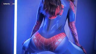 A girl in latex cosplay parodies Spider-Man: No Way Home, seeking hardcore sex
