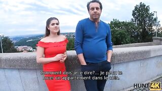 A well-shaped girl gets fucked for money in public
