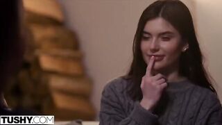 Gorgeous babes Talia and Stefany enjoy intense anal threesome
