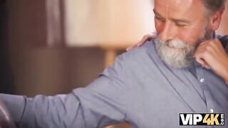 Czech girl had sex with her old man because of the debt