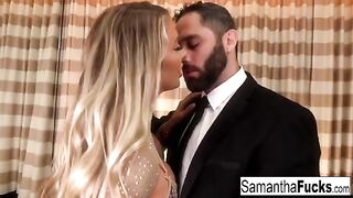 Busty blonde Samantha Saint enjoys hardcore sex in hotel room