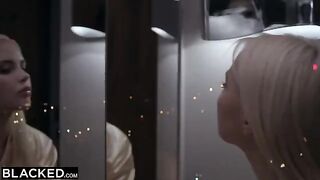 Two sexy ski bunnies competing for a guy’s dick
