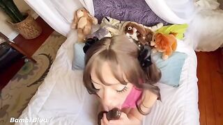 Bambi Bluu’s wet pussy farts and squeals with delight, begging for more cock and facial