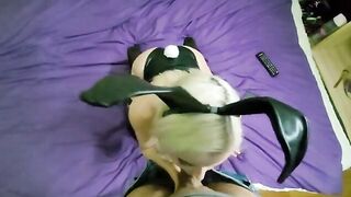 A little bunny gave a deep blowjob, even to the balls