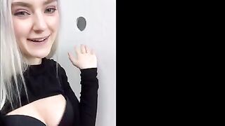 The slutty teen got a huge cumshot through the glory hole
