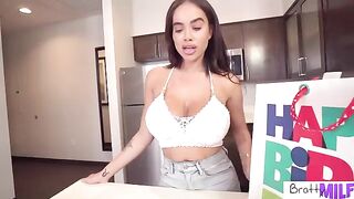 Busty stepmom Victoria June gets her tight pussy railed on her birthday