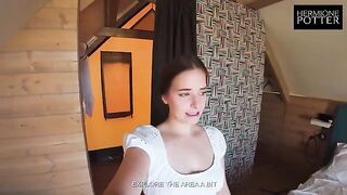 A cute girl is begging for her boyfriend to fuck her on the beach