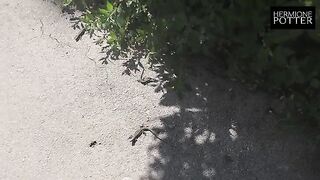 A young German girl has sex in a new country and gets cum on her boobs