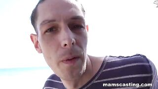 The girl came to the guy in the costume and began to play a role