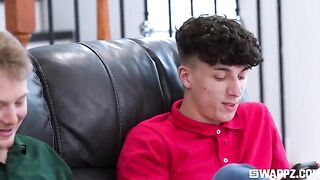 The love does not end there - a man fucks two girls on the couch