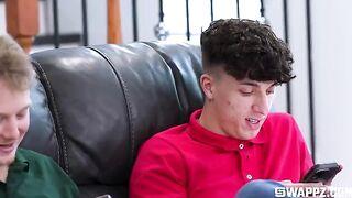 The love does not end there - a man fucks two girls on the couch
