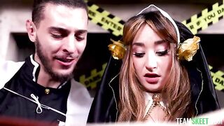 The beautiful girl was fucked on All Saints' Day in stockings
